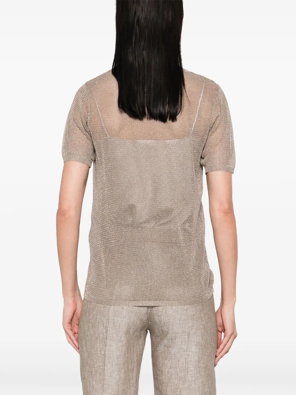 Herno Open-knit Crewneck T-shirt In Gray