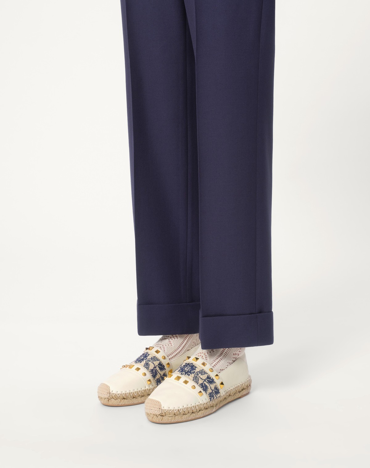 Valentino Country Leather Espadrilles In Nude