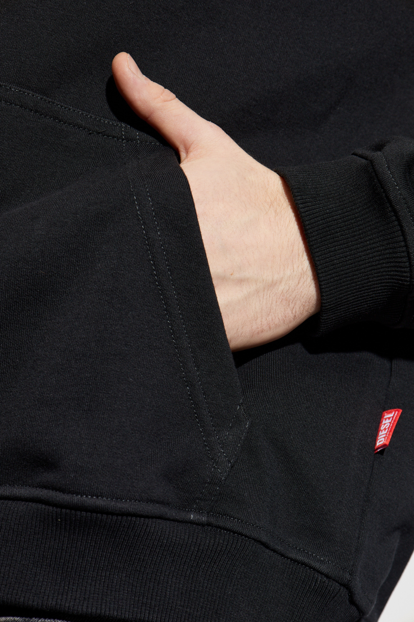 Diesel Hoodie With Destroyed-effect Logo Print In Black