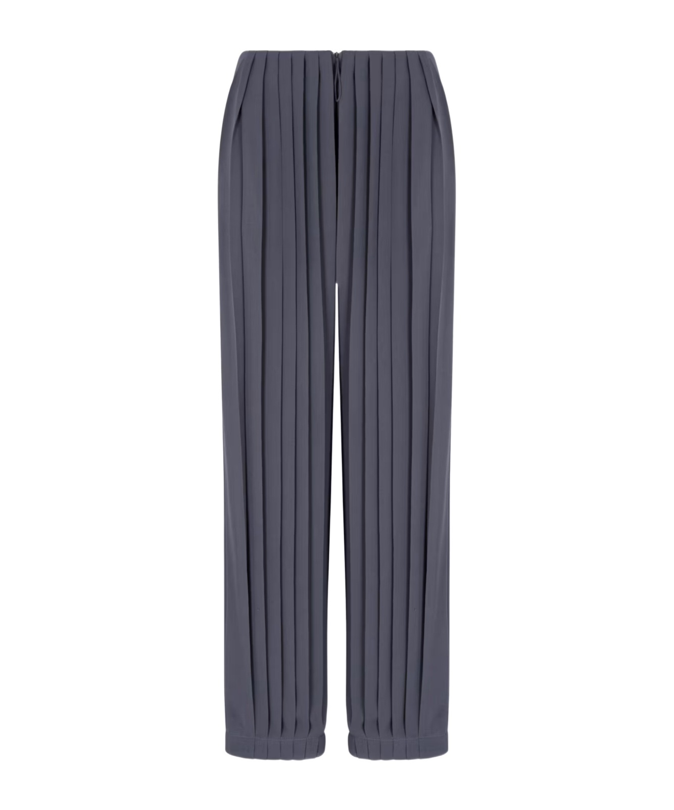 Giorgio Armani Pleated Silk Trousers In Gray