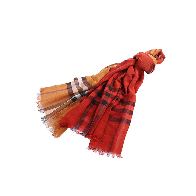 Burberry Checkered Detail Scarf In Brown