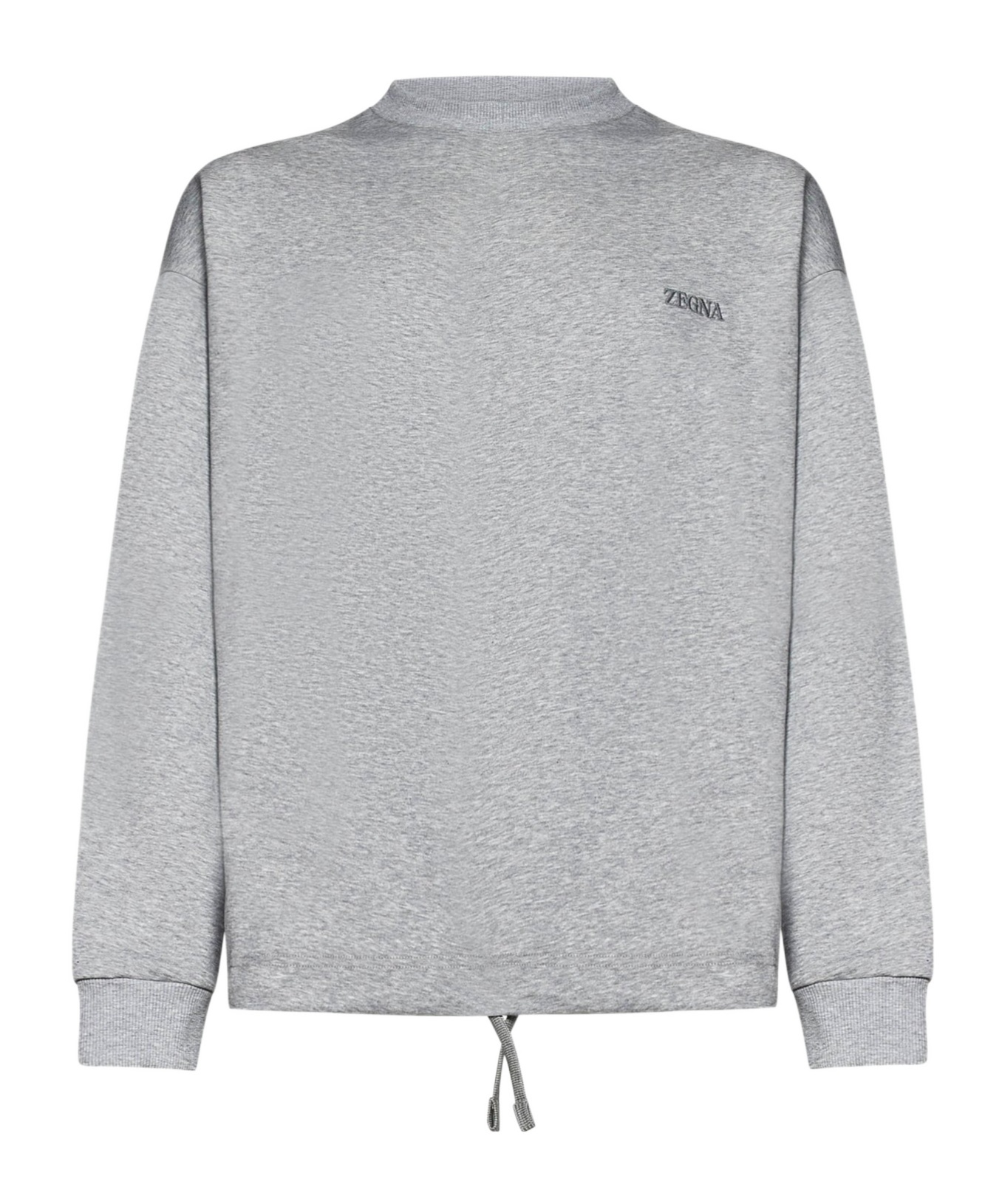 Shop Zegna Logo-embroidered Sweatshirt In Grey Melange
