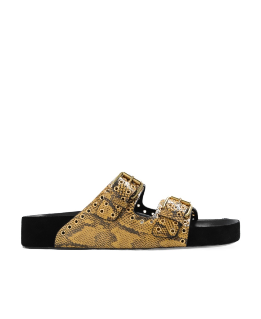 Shop Isabel Marant Lennyo Lizard-skin Leather Sandals In Multicolor