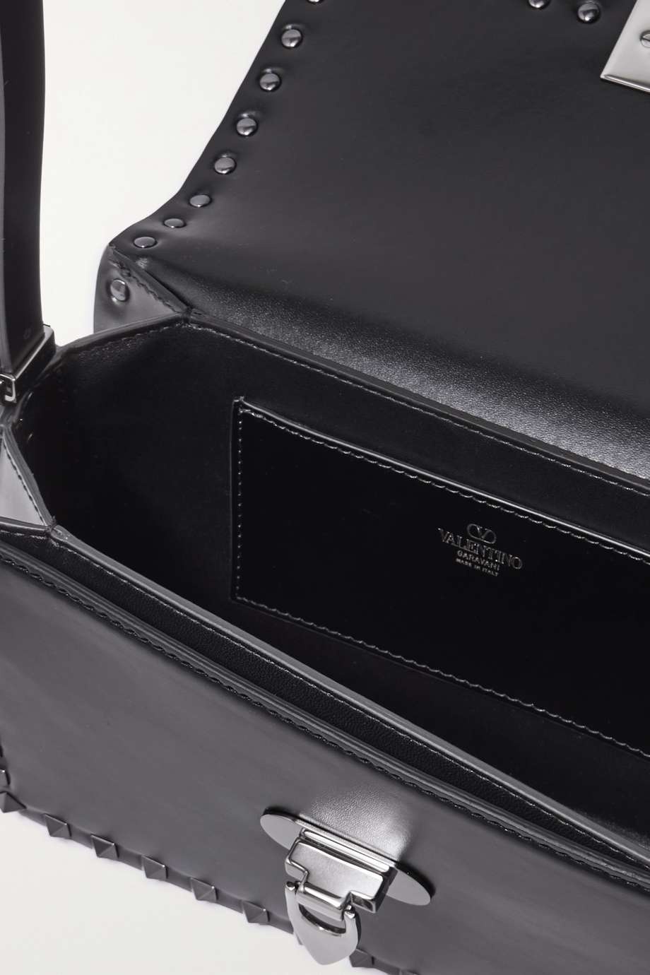 Valentino Garavani Small Rockstud Leather Shoulder Bag In Black