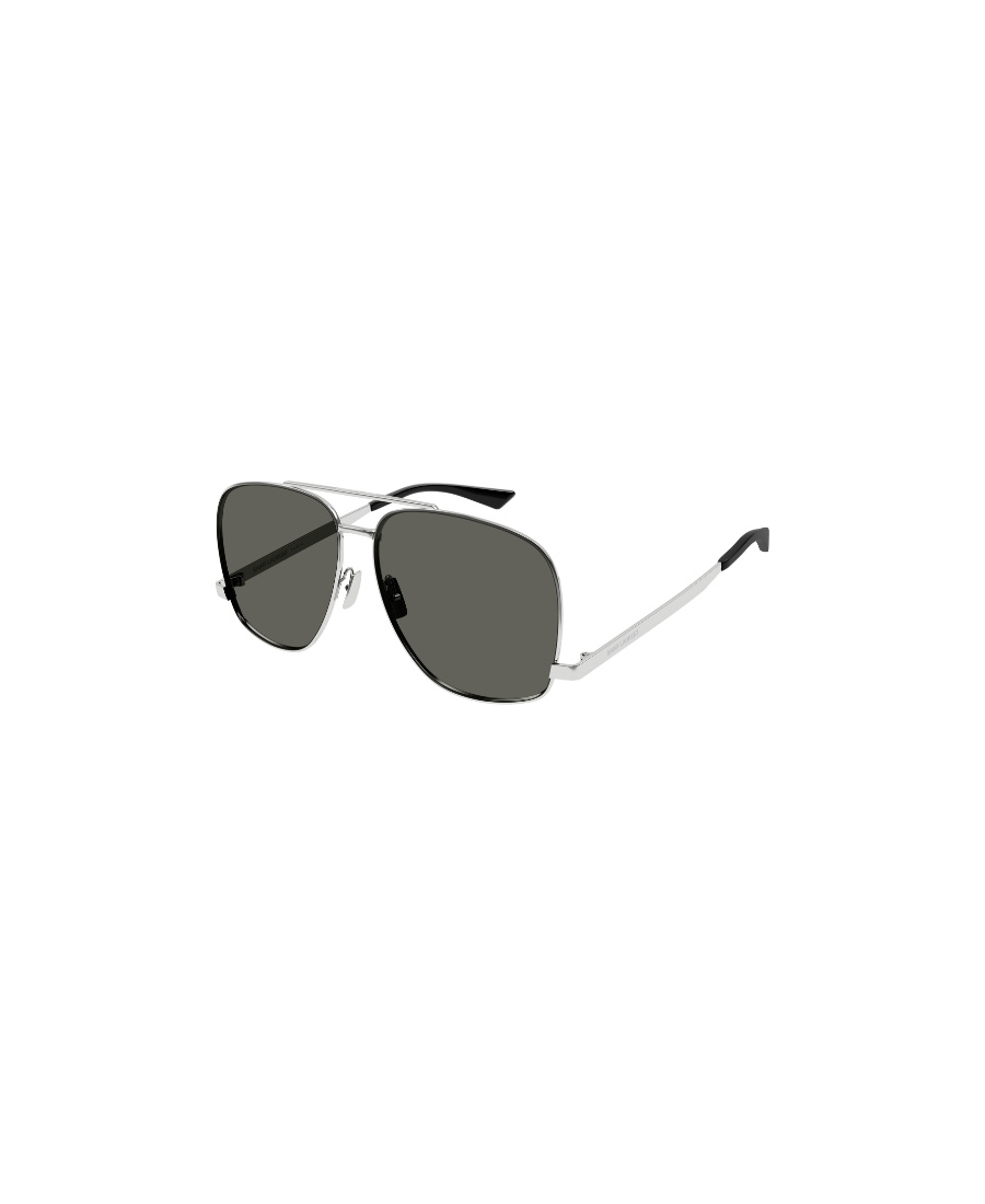 Saint Laurent Silver Aviator Sunglasses In Gray
