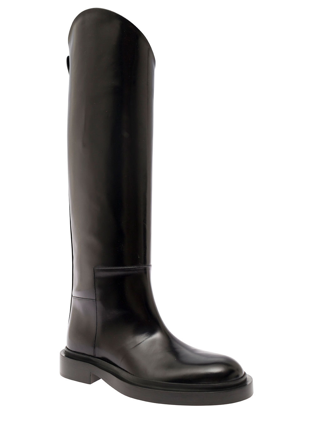 Jil Sander Asymmetric Leather Boots In Black