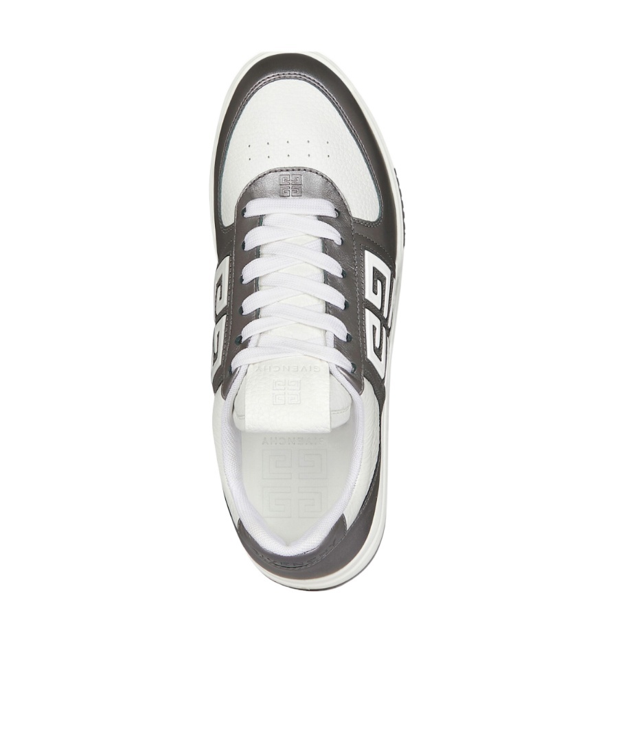 Givenchy Gunmetal & White G4 Laminated Leather Sneakers In White