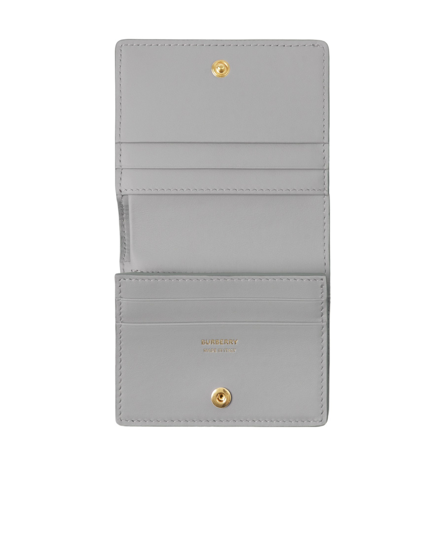 Burberry Tb Grained-texture Leather Wallet In Gray
