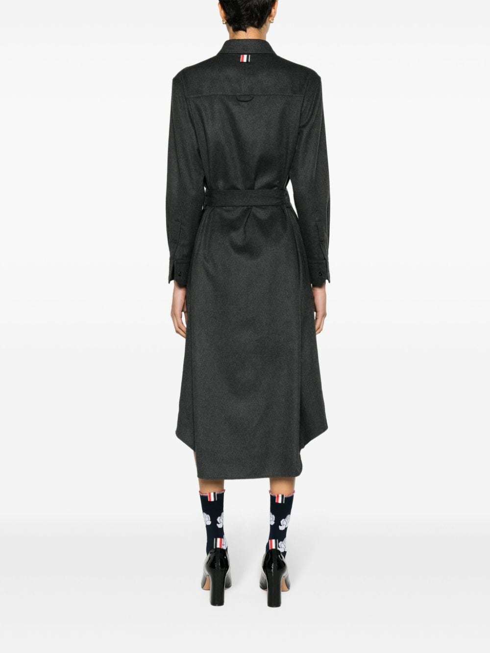 Thom Browne Silk-blend Midi Shirt Dress In Black