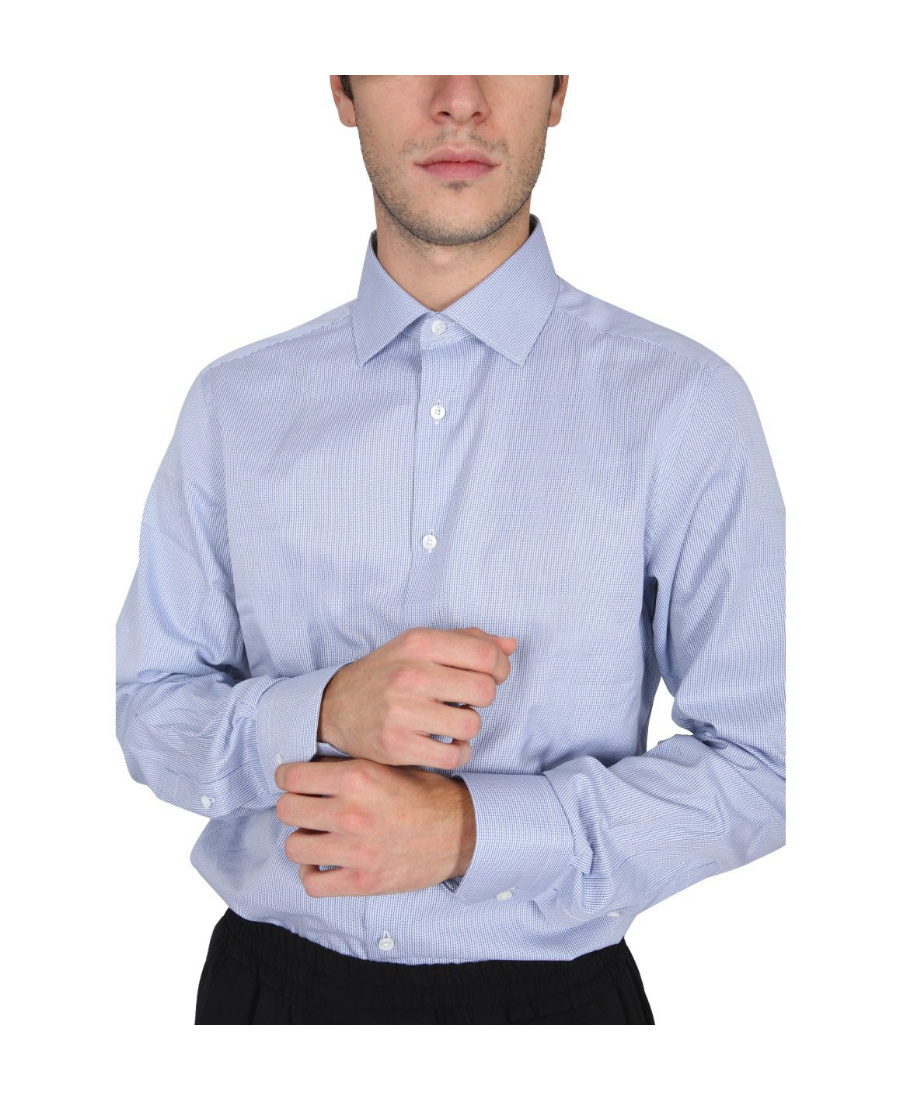 Zegna Button-down Collar Shirt With Long Sleeves In Multicolor