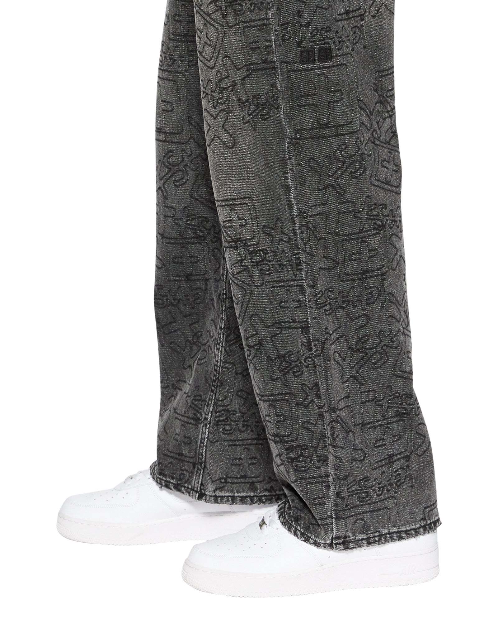 Shop Ksubi Exaggerated Straight Jeans In Black