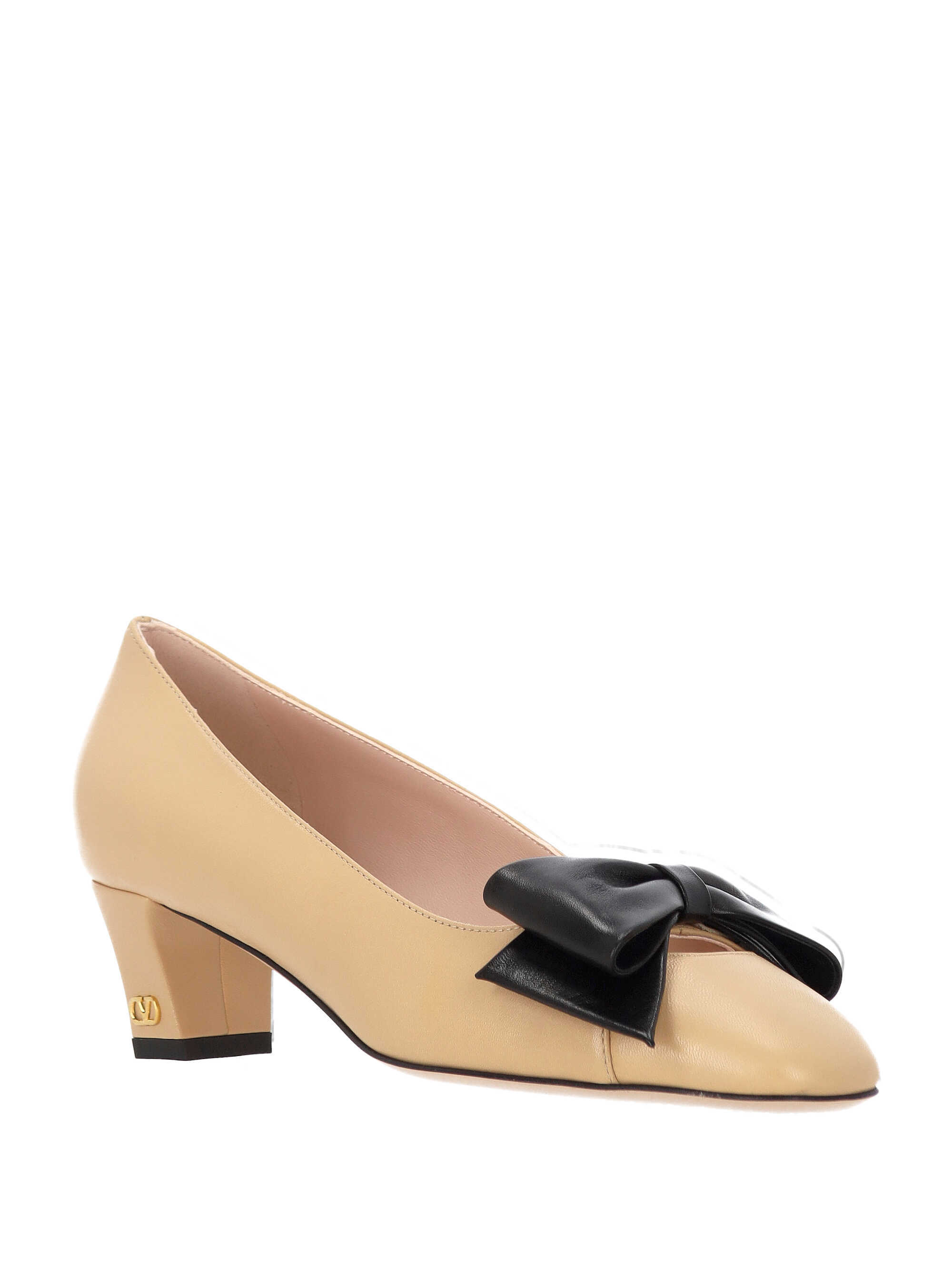 Valentino Bowow 45 Bow-embellished Leather Pumps In Sand