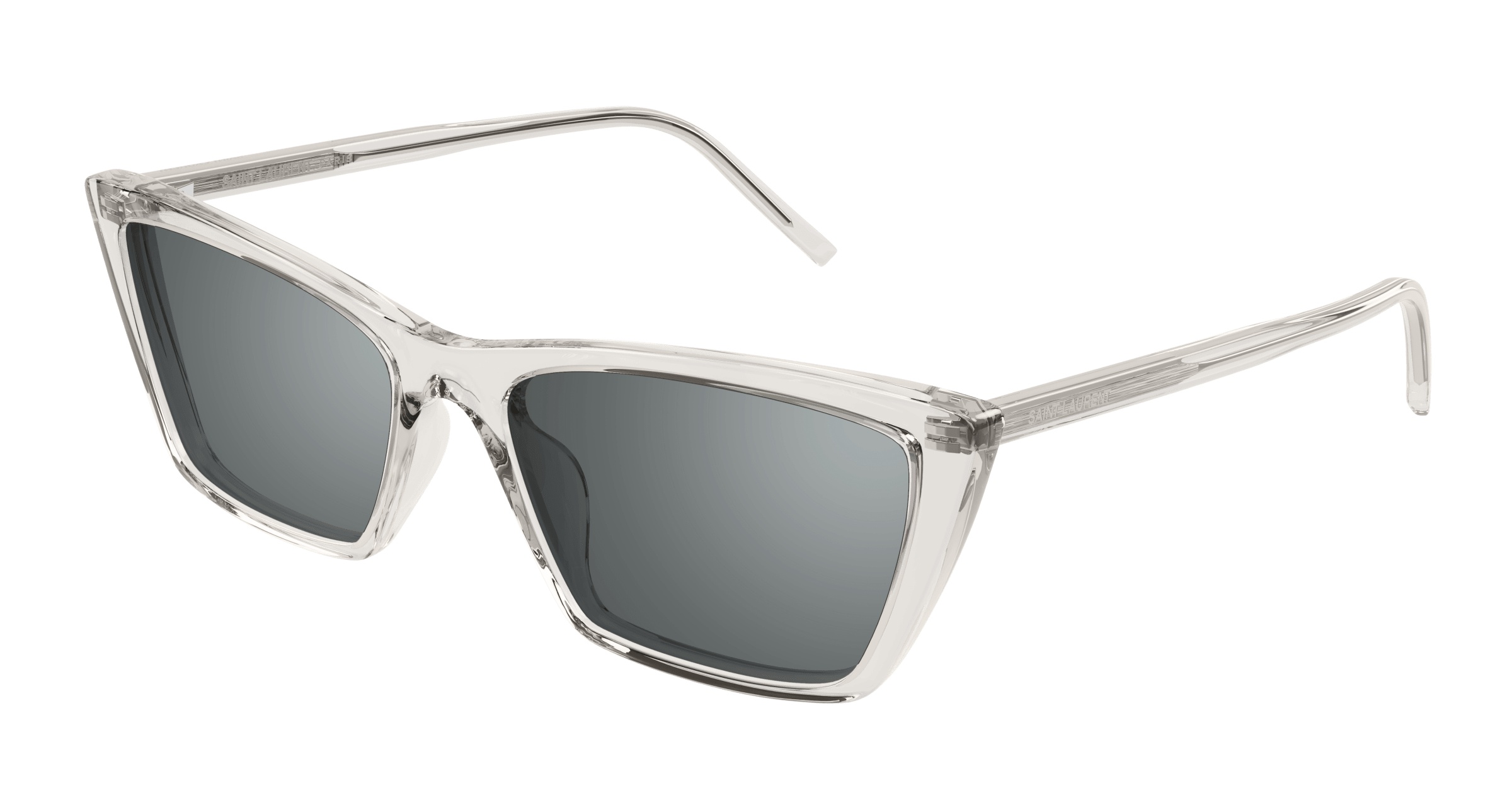 Saint Laurent Sl 737 Mica Thin Linea Sl Logo 004 Beige Silver Sunglasses In Gray