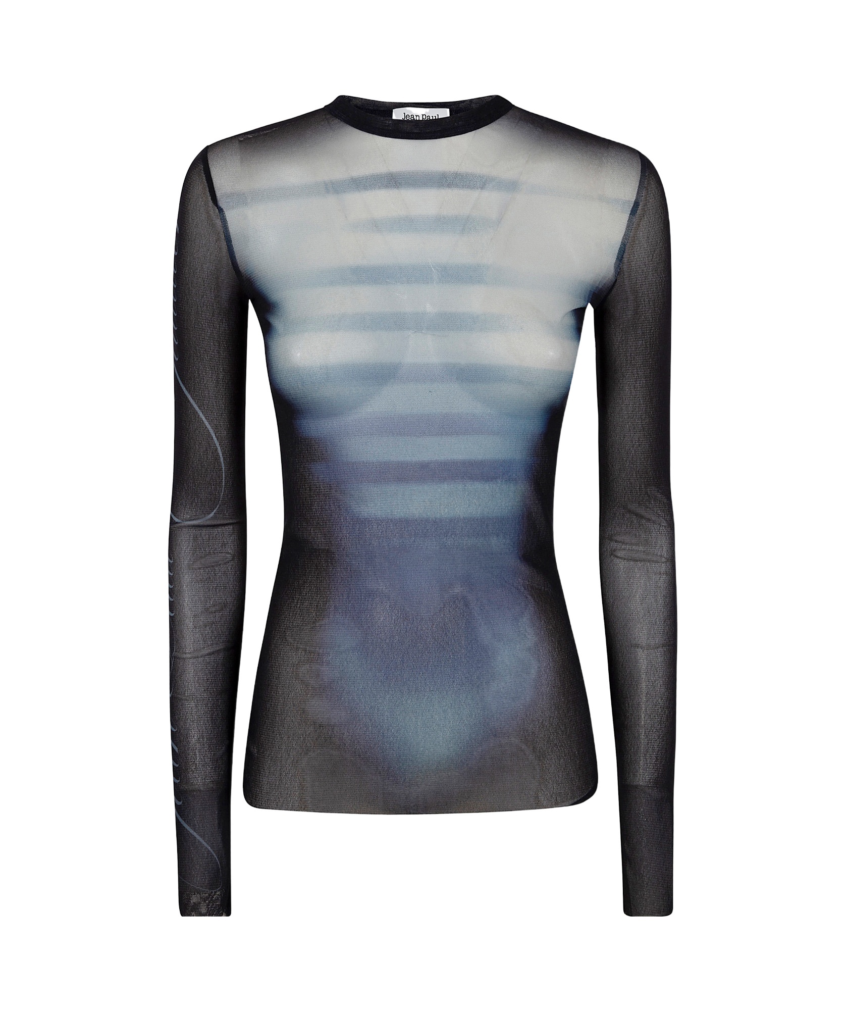Shop Jean Paul Gaultier Le Male-print Mesh Top In Black