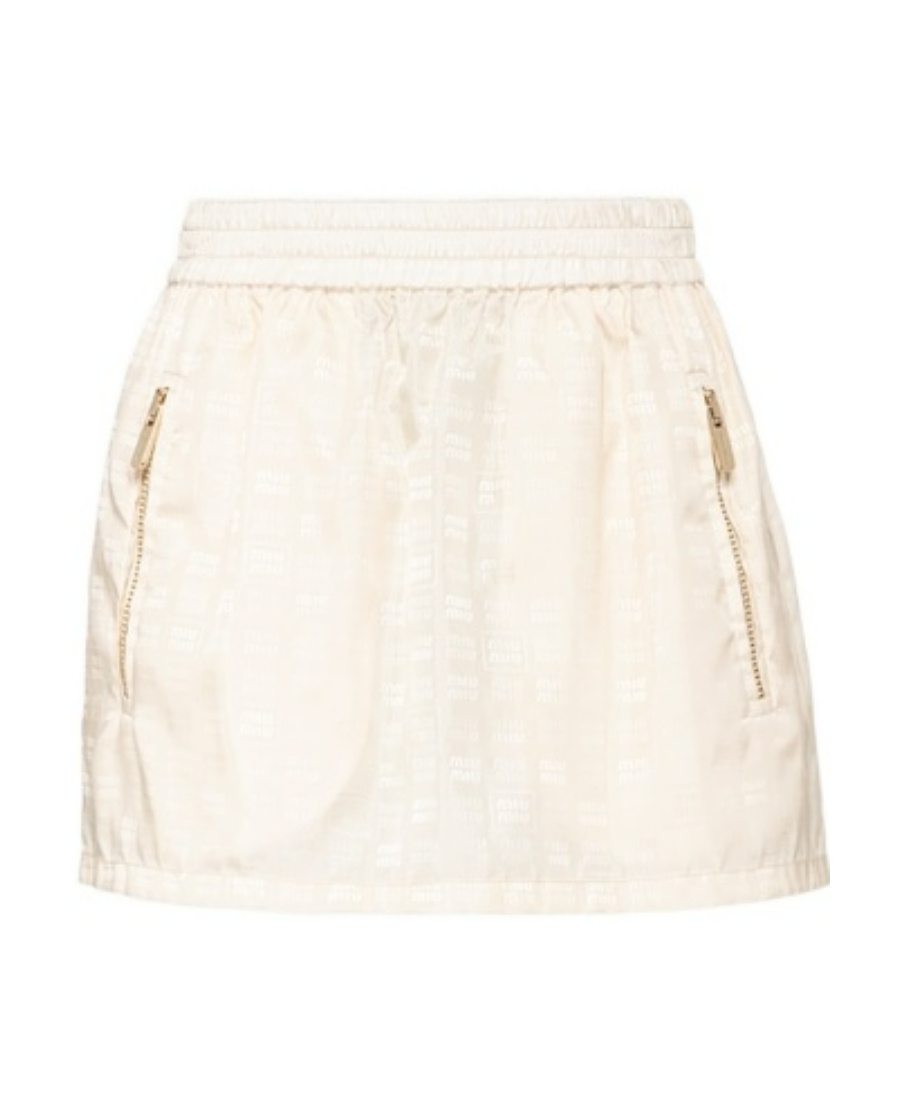 Miu Miu Nylon Miniskirt In Nude