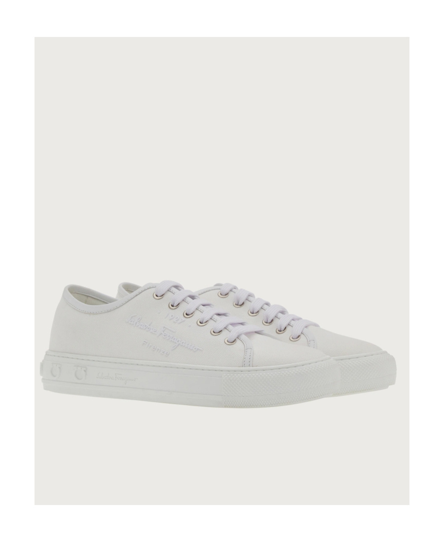 Ferragamo Salvatore Logo Embossed Low-top Sneakers In White