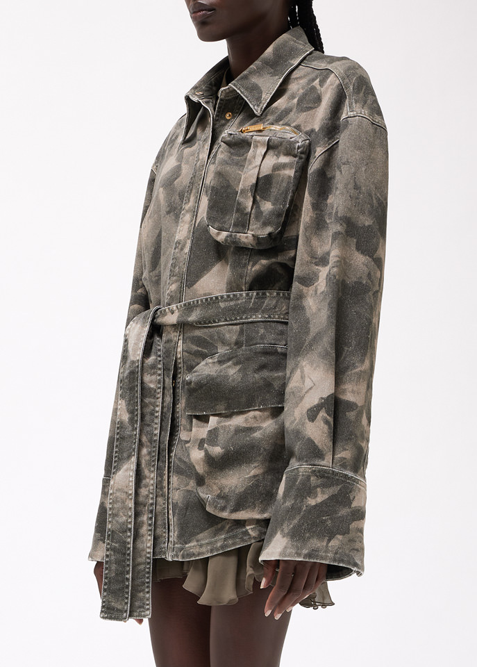 Blumarine Jean Camouflage-print Jacket In Black