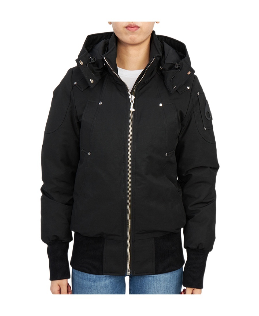 Moose Knuckles Ballistic High-neck Studded Hooded Jacket In Black