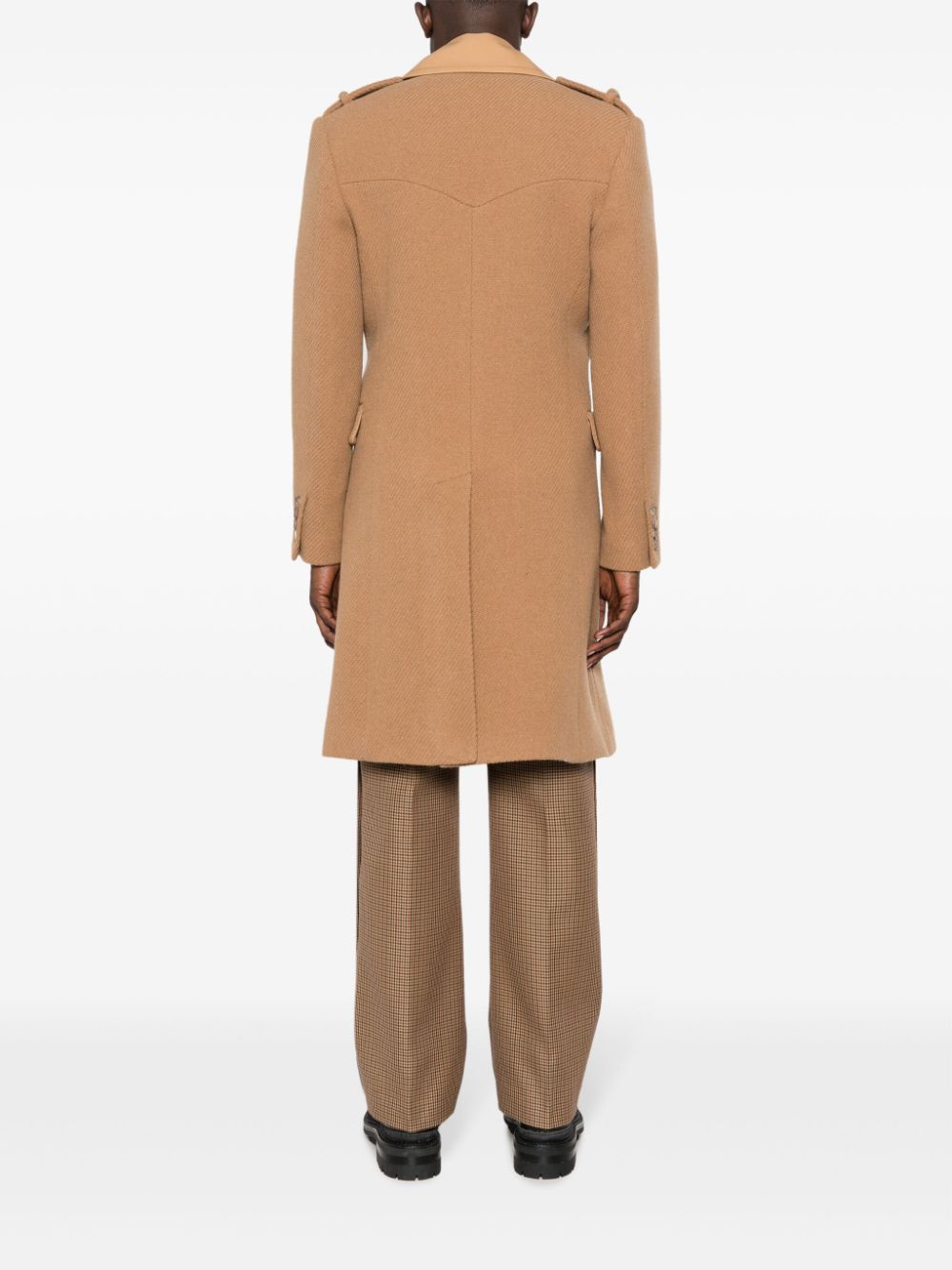 Moschino Panelled Wool-blend Single-breasted Coat In Nude