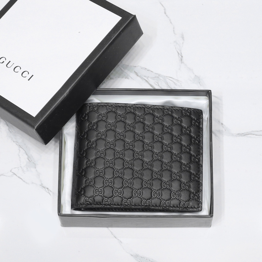 Gucci Black Double G Short Wallet In Black