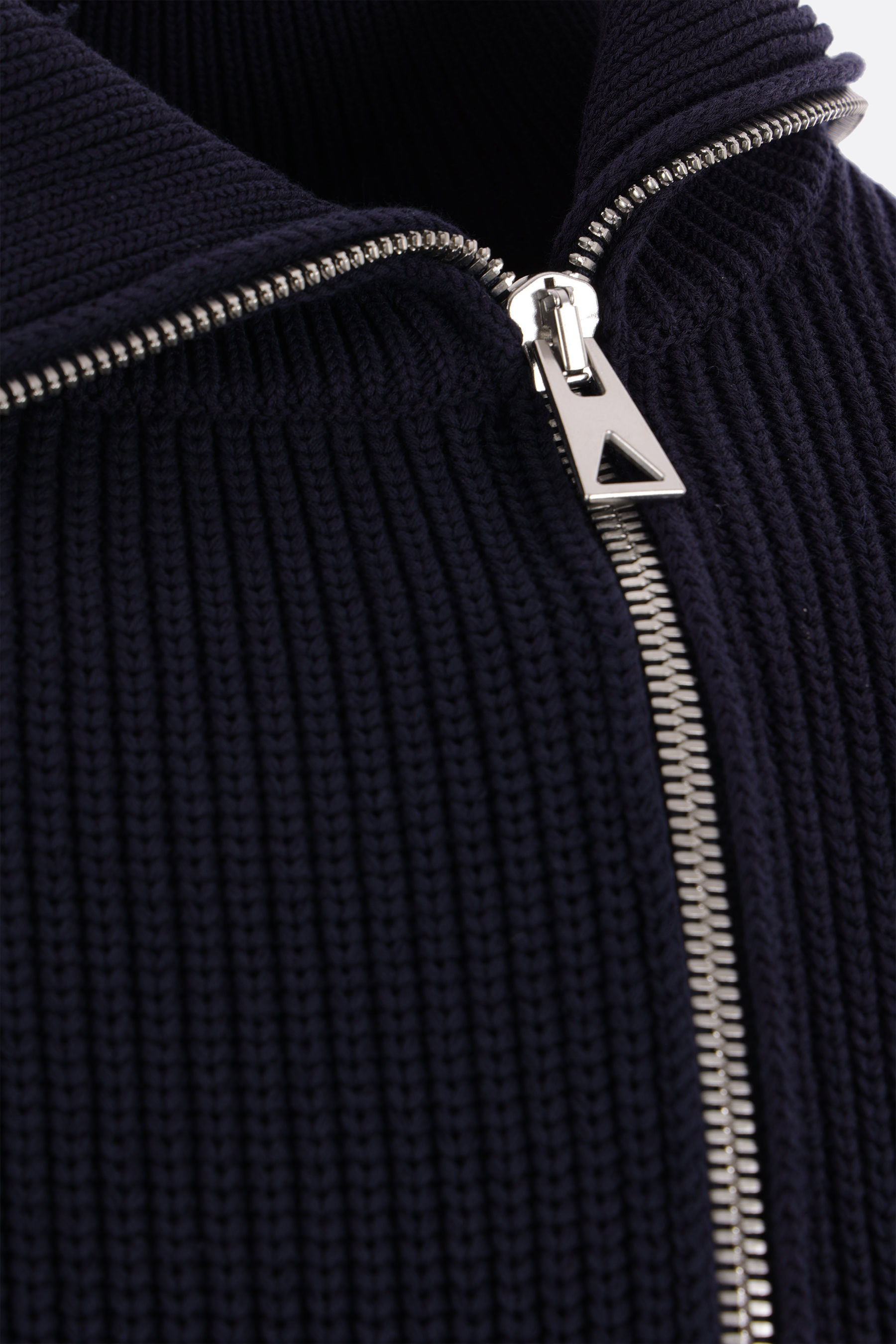 Bottega Veneta Cotton Blend Db Zip-up Pullover With Double Front Zip In Blue