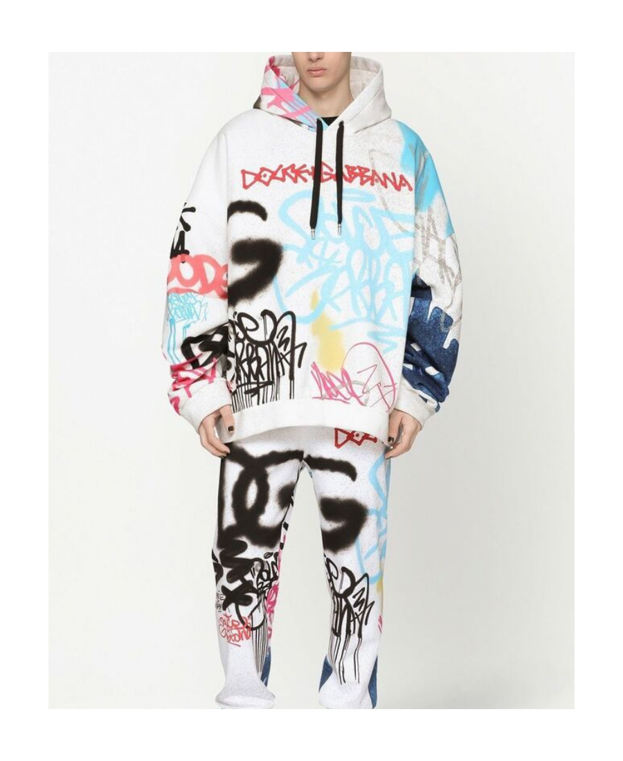 Dolce & Gabbana Loom 56 Felpa Stampa Graffiti Colorata In White