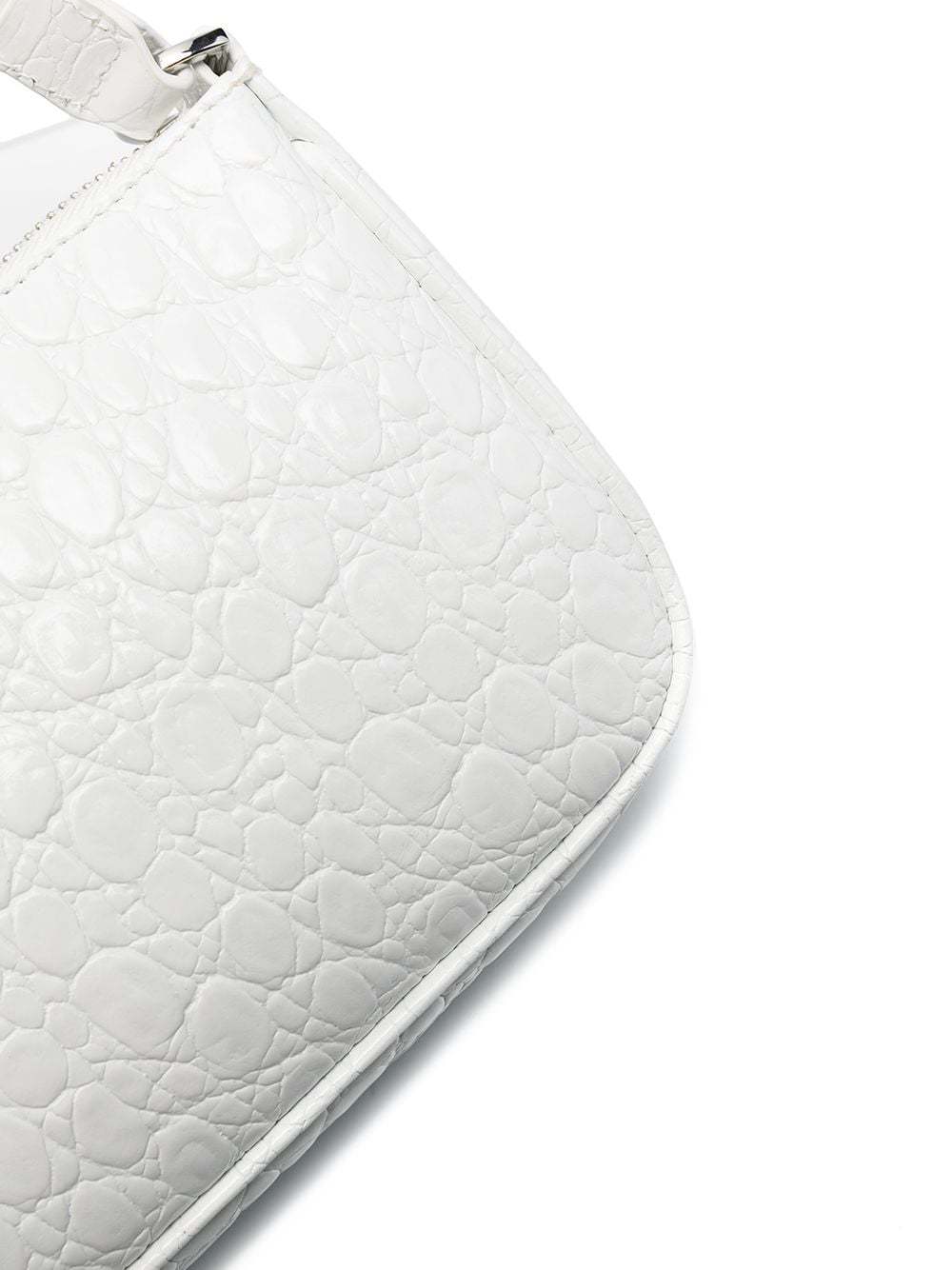 Shop By Far One Shoulder Bag With Imitation Crocodile Pattern In White