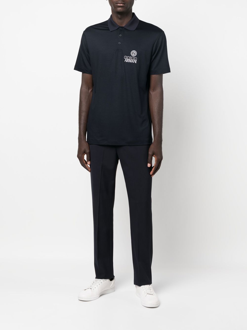 Giorgio Armani Logo Polo Shirt In Black