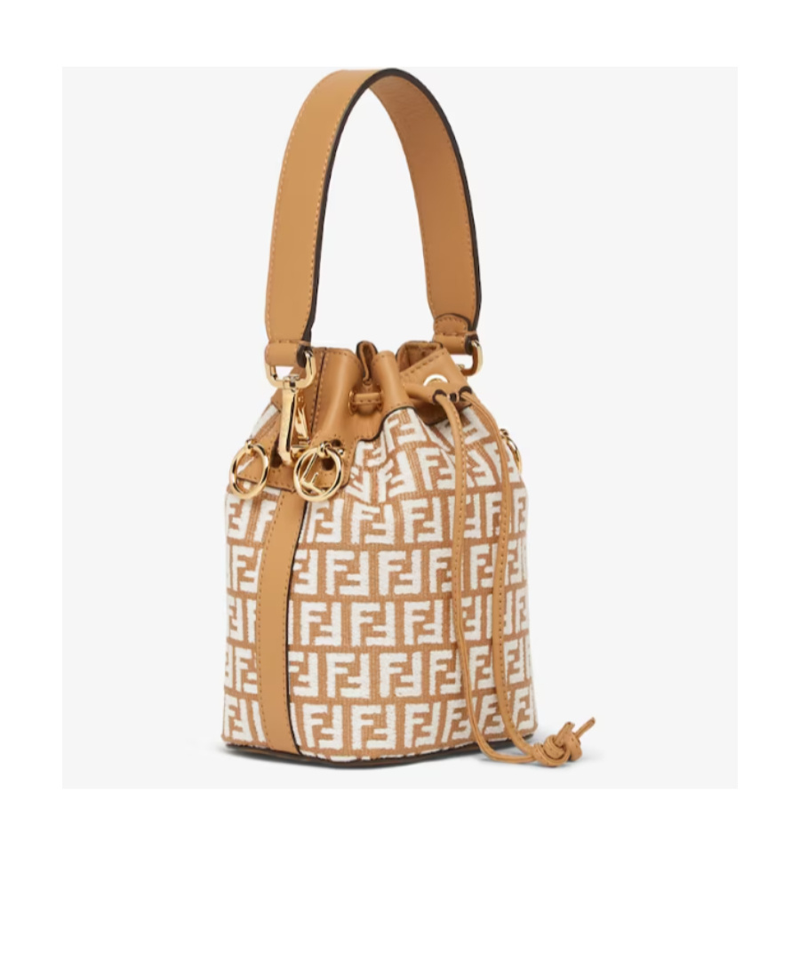 Shop Fendi Raffia Mini Bag With White Tapestry Fabric Ff Motif In Nude