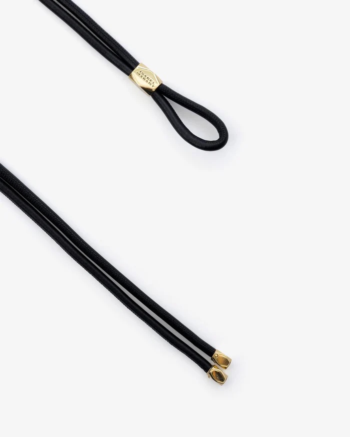 Isabel Marant Adjustable Knot Detail Belt With Metal Tips In Black