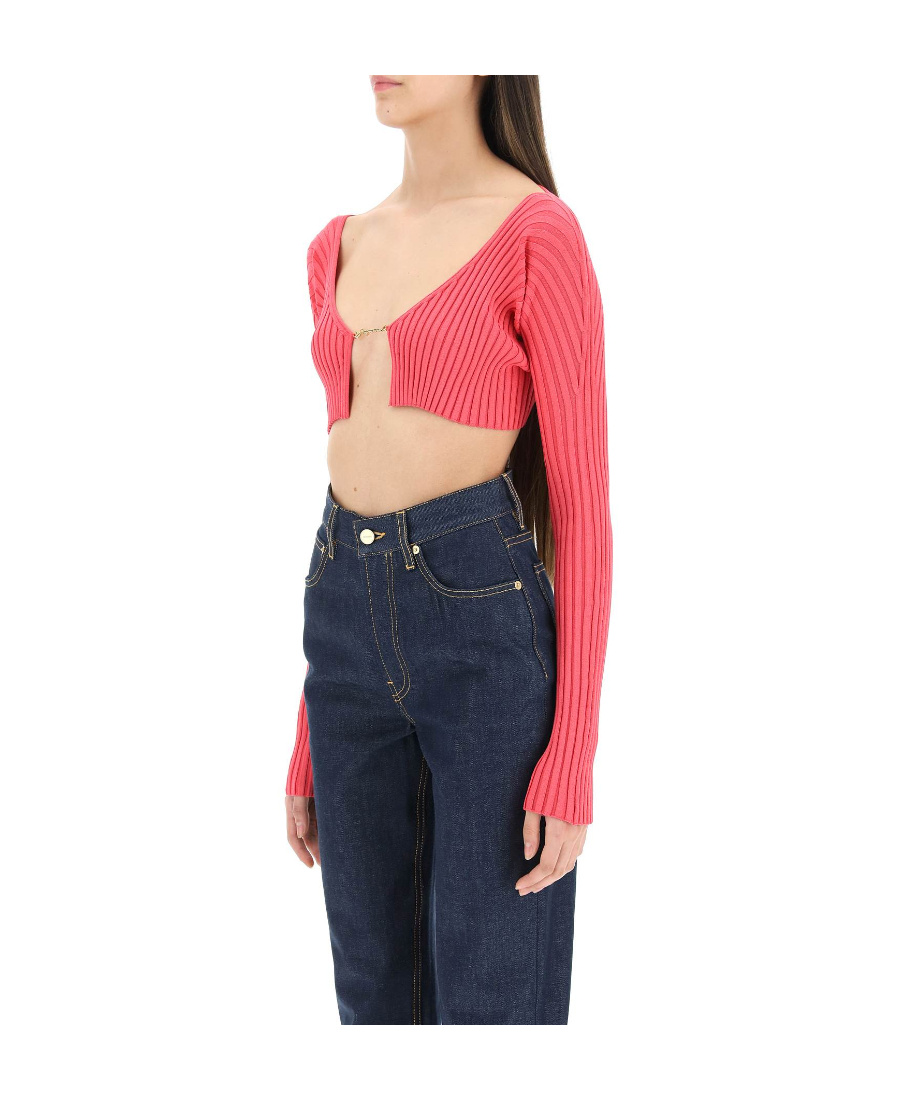 Jacquemus La Maille Pralu Cropped Cardigan In Red