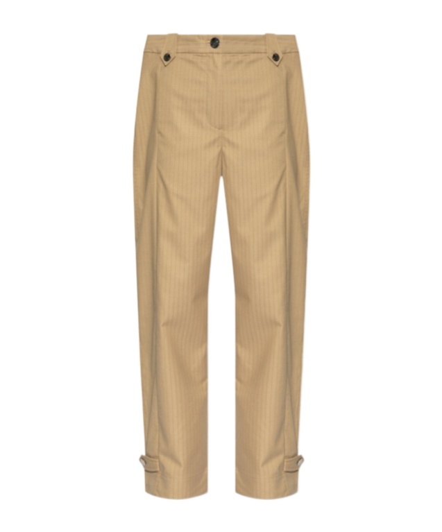 Ganni Striped-jacquard Trousers In Nude