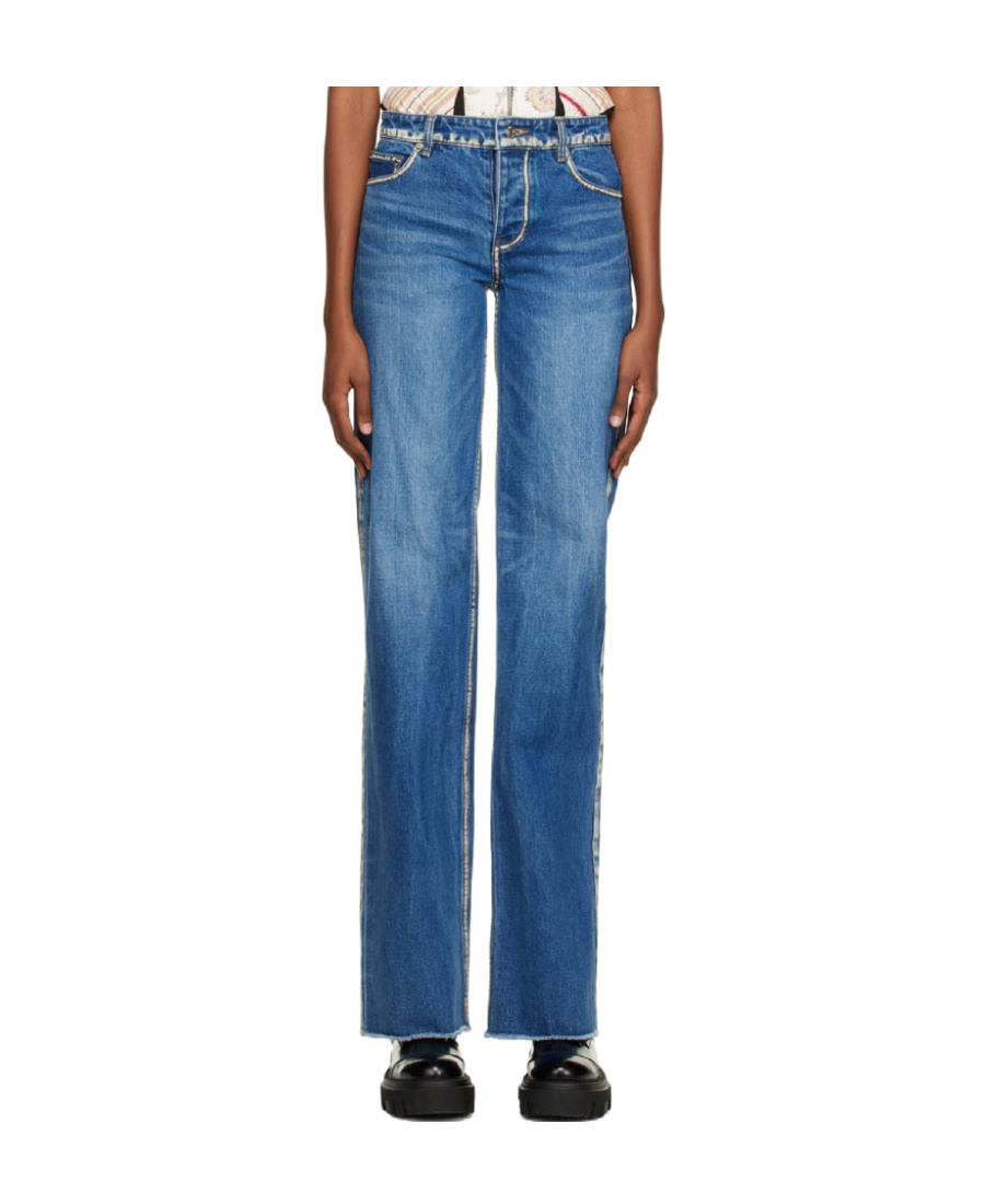 We11 Done Logo Jeans In Blue