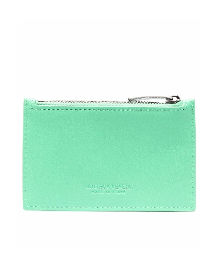 Bottega Veneta Intrecciato Zip-top Card Holder In Green