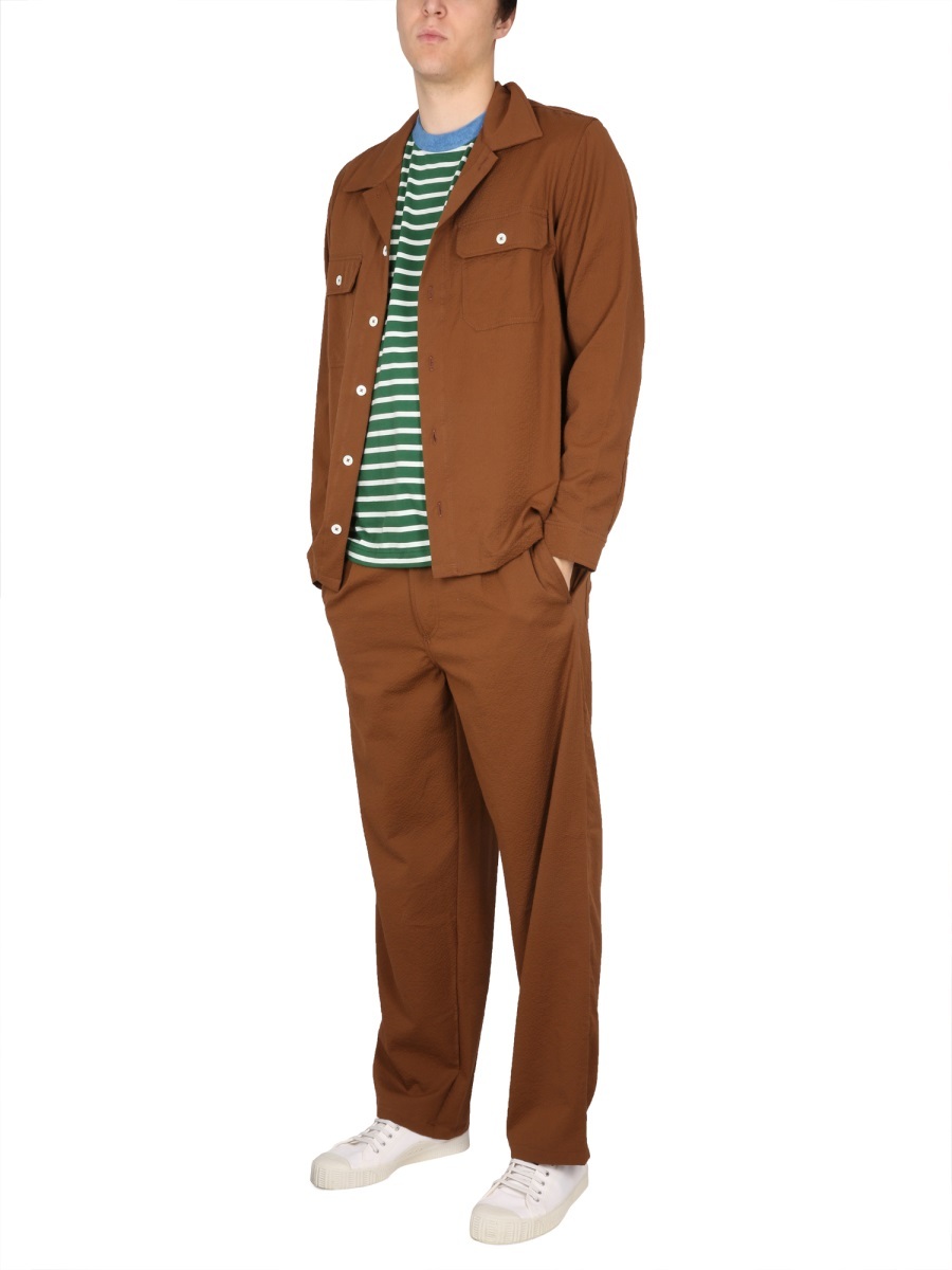 Shop Howlin' Long-sleeved Lapel Shirt In Brown