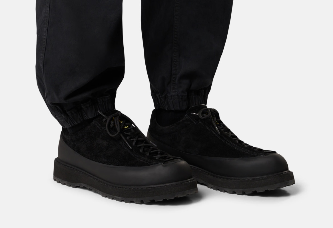 Stone Island Textured Black Sneakers With Suede Upper In Black
