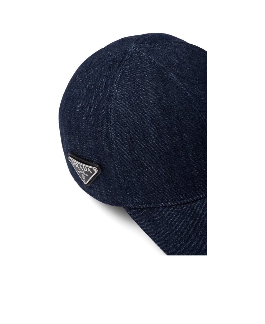 Prada Logo Splicing Baseball Hat In Blue