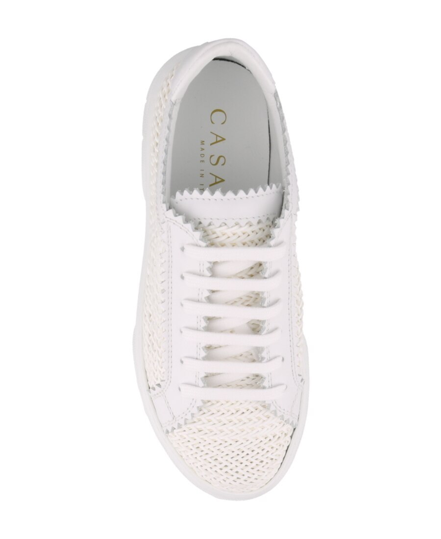 Casadei White Platform Sneakers Interwoven Design In Polyurethane Woman In White