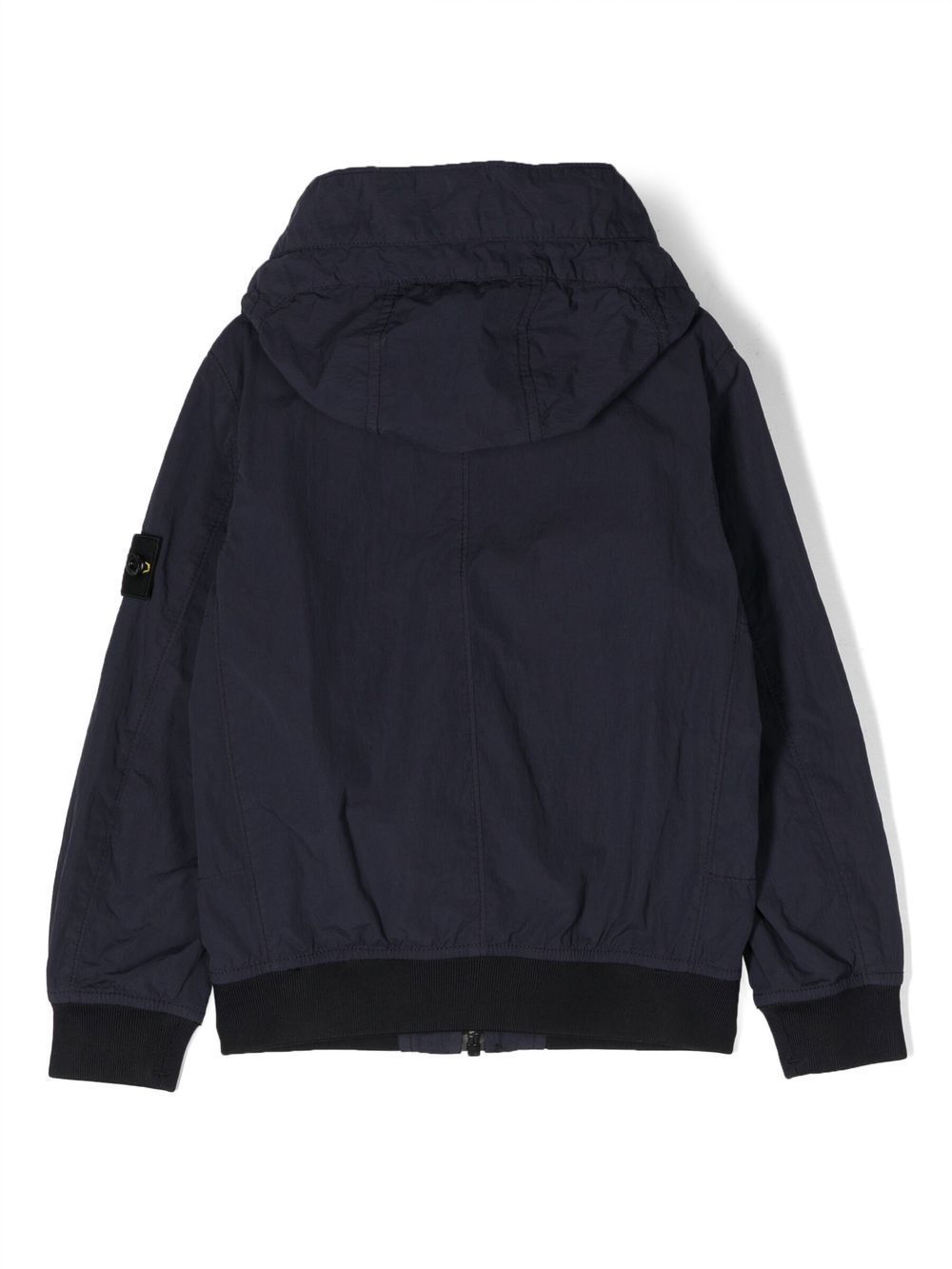 Stone Island Crinkled-finish Hooded Jacket In Blue