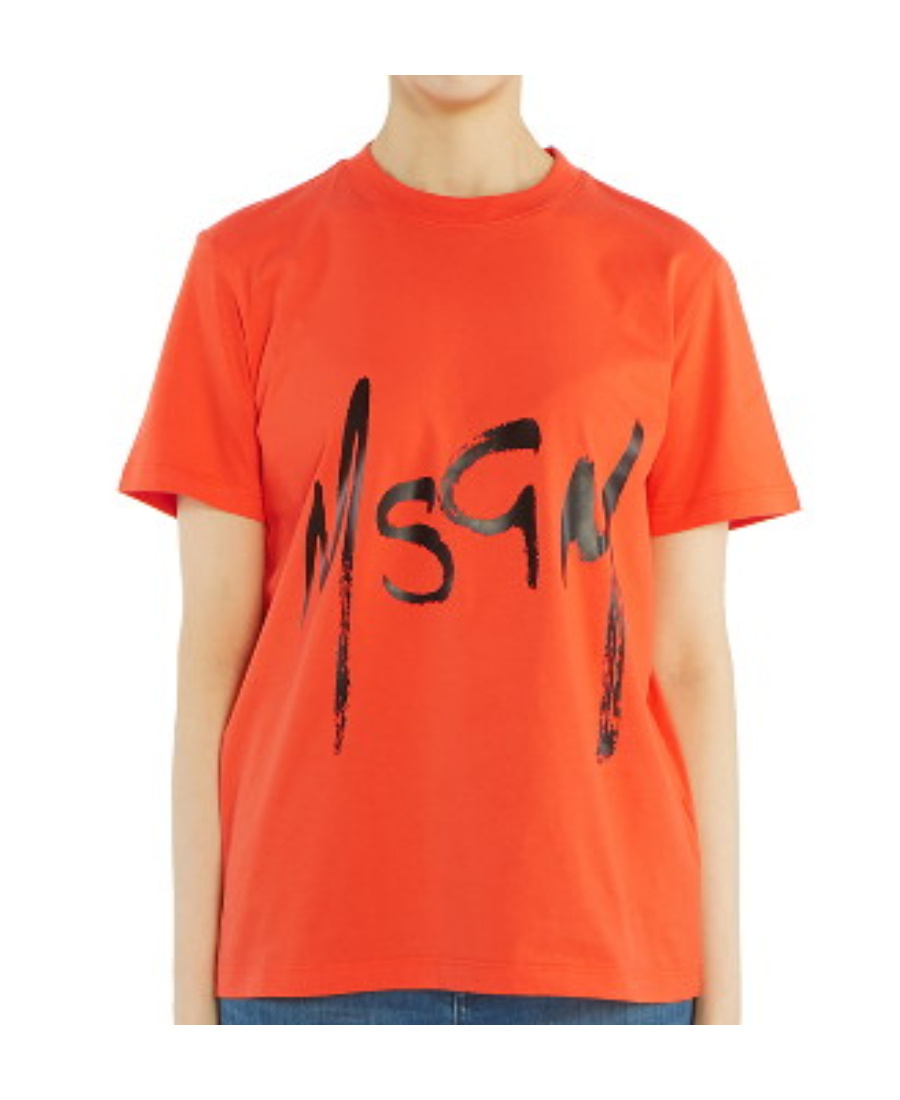 Msgm Logo T-shirt In Orange