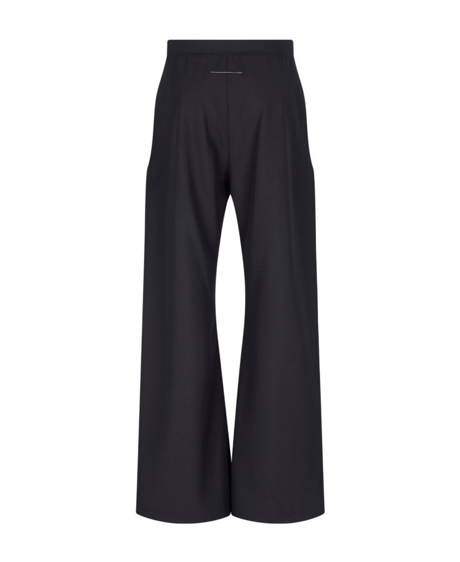 Mm6 Maison Margiela Wide Leg High Waist Trousers With Pleated Front In Black