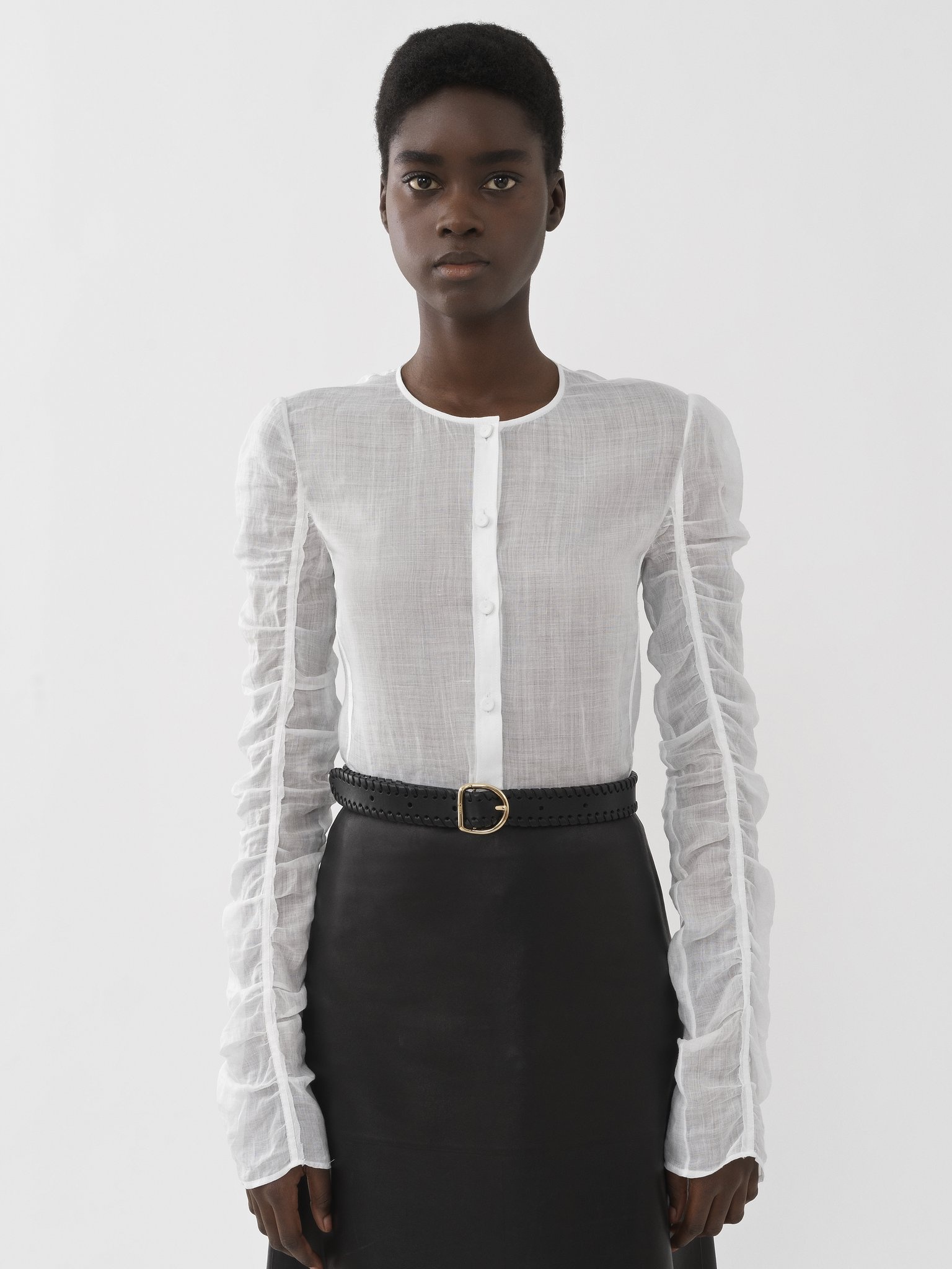 Chloé Collarless Shirt In White