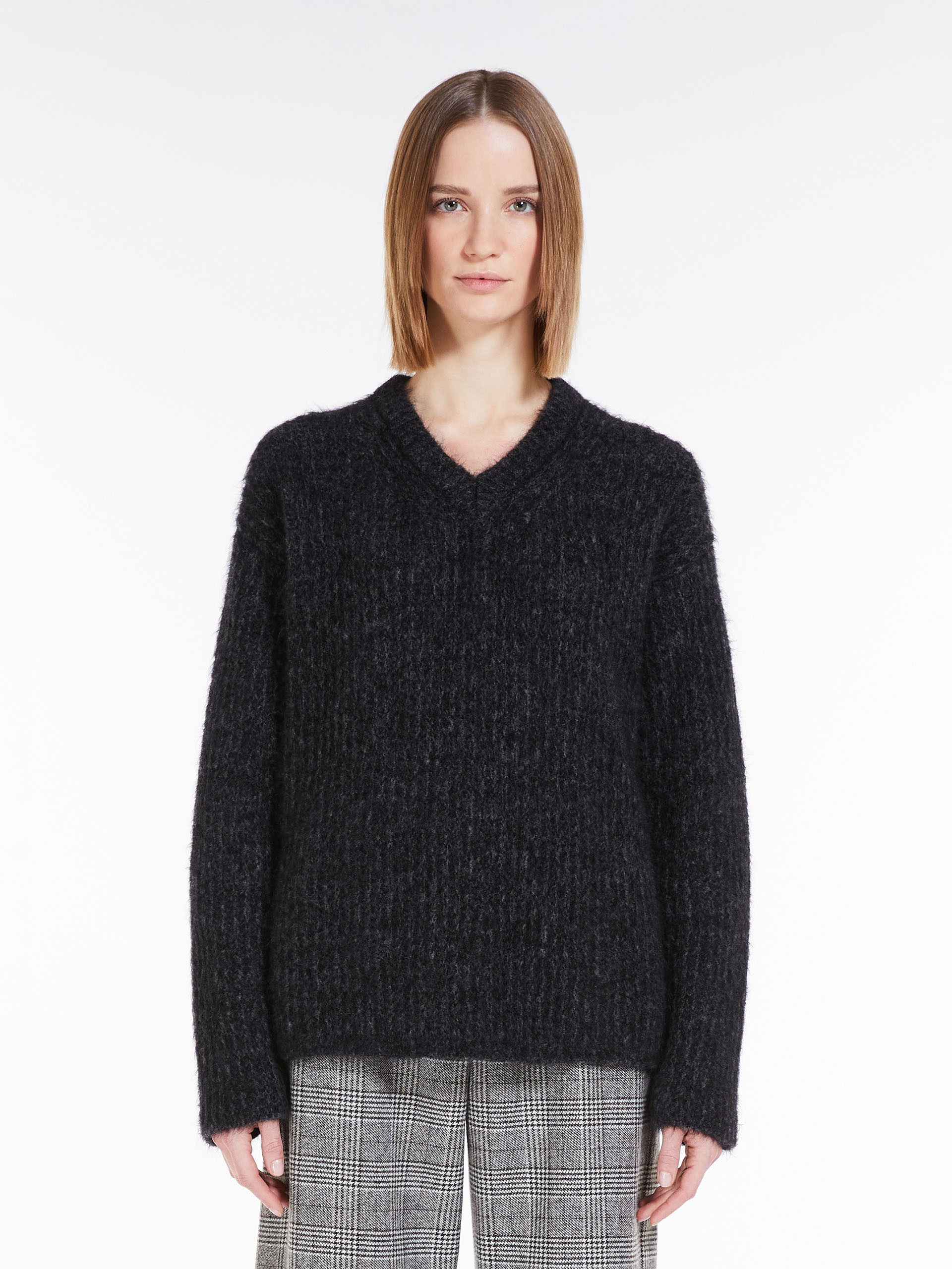 Max Mara Rib Knitted Wool Sweater In Black