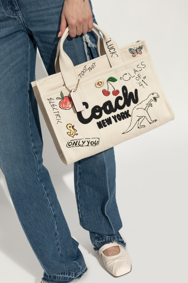 Coach Patterned Canvas Tote In White
