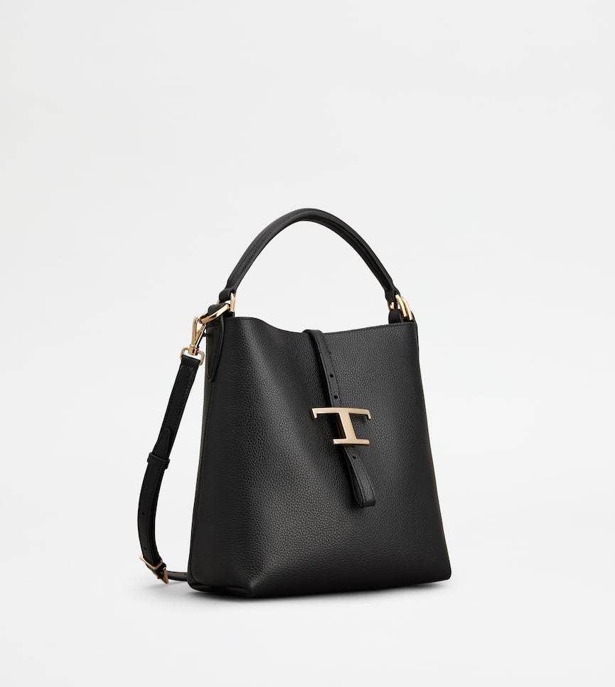 Tod's T Timeless Bucket Bag In Leather Mini In Black