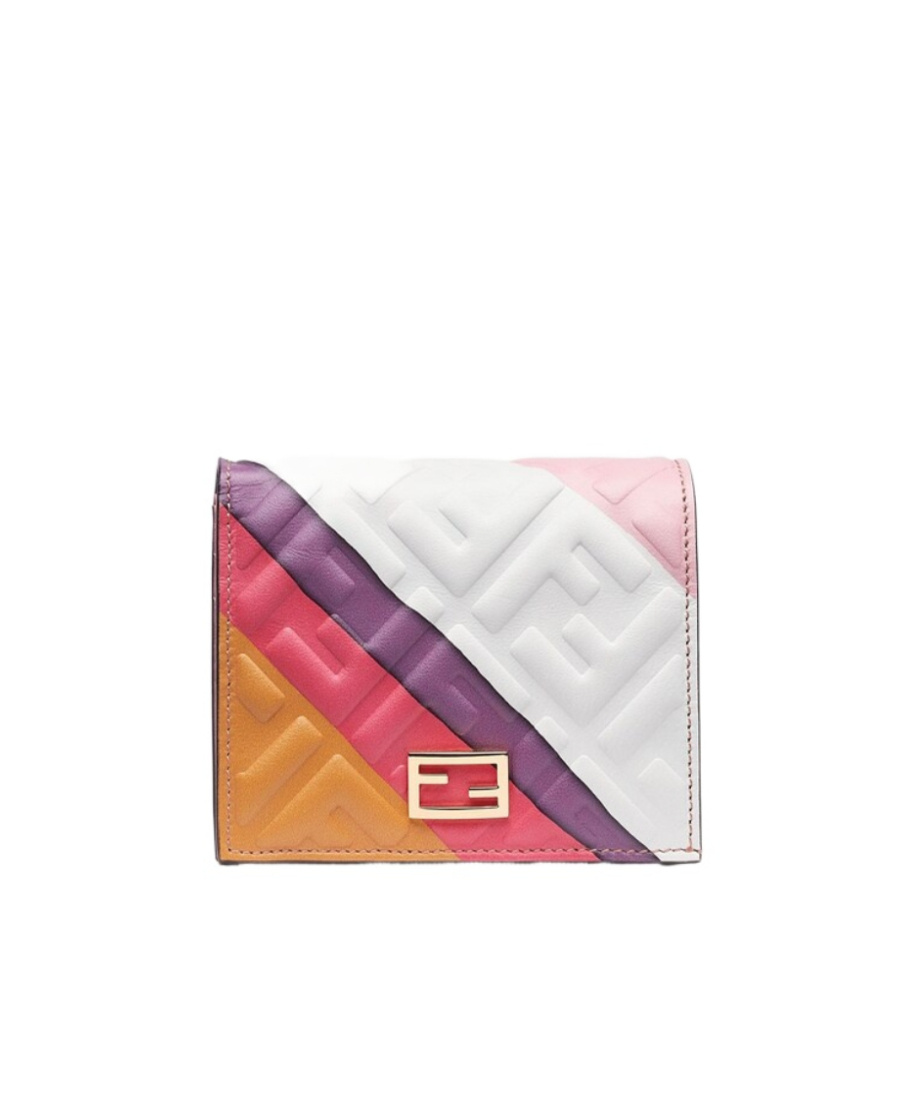 Fendi Baguette Small Double Fold Wallet In White