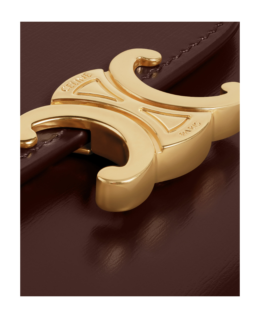 Celine Triomphe Small Glossy Wallet In Brown