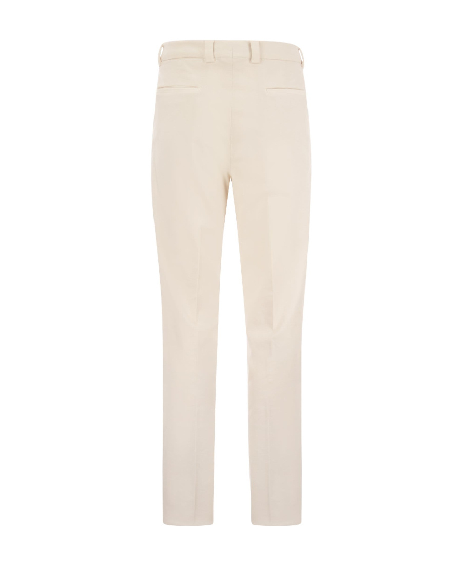 Brunello Cucinelli Leisure Fit Trousers In Garment Dyed Cotton Corduroy With Double Darts In White
