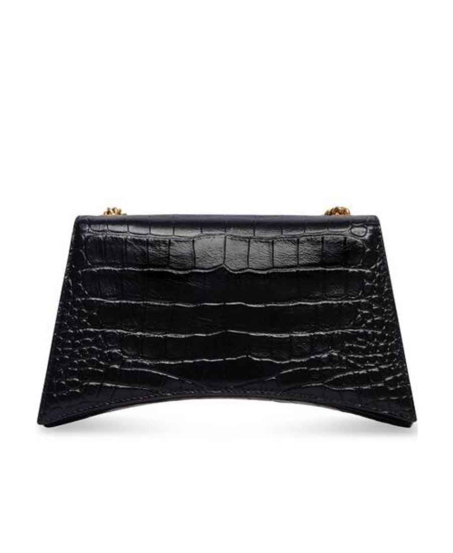 Balenciaga Small Crush Embossed Leather Chain Bag In Black