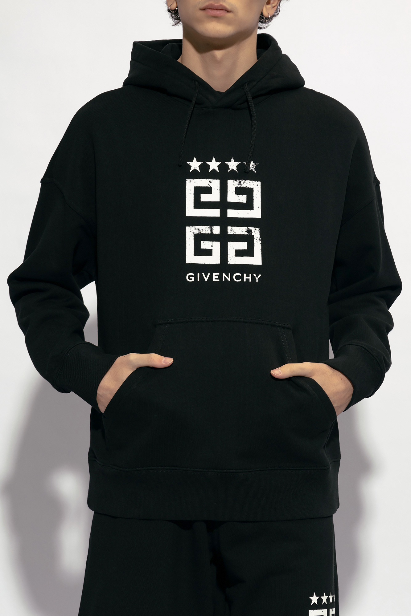 Givenchy Logo Printed Drawstring Hoodie In Black